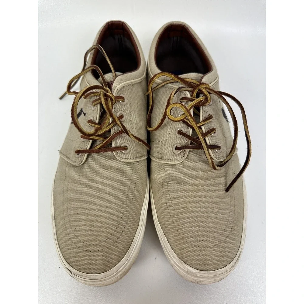 Polo Ralph Lauren‎ Faxon Low Top Canvas Shoes Sneaker Tan Mens Size 9.5 D